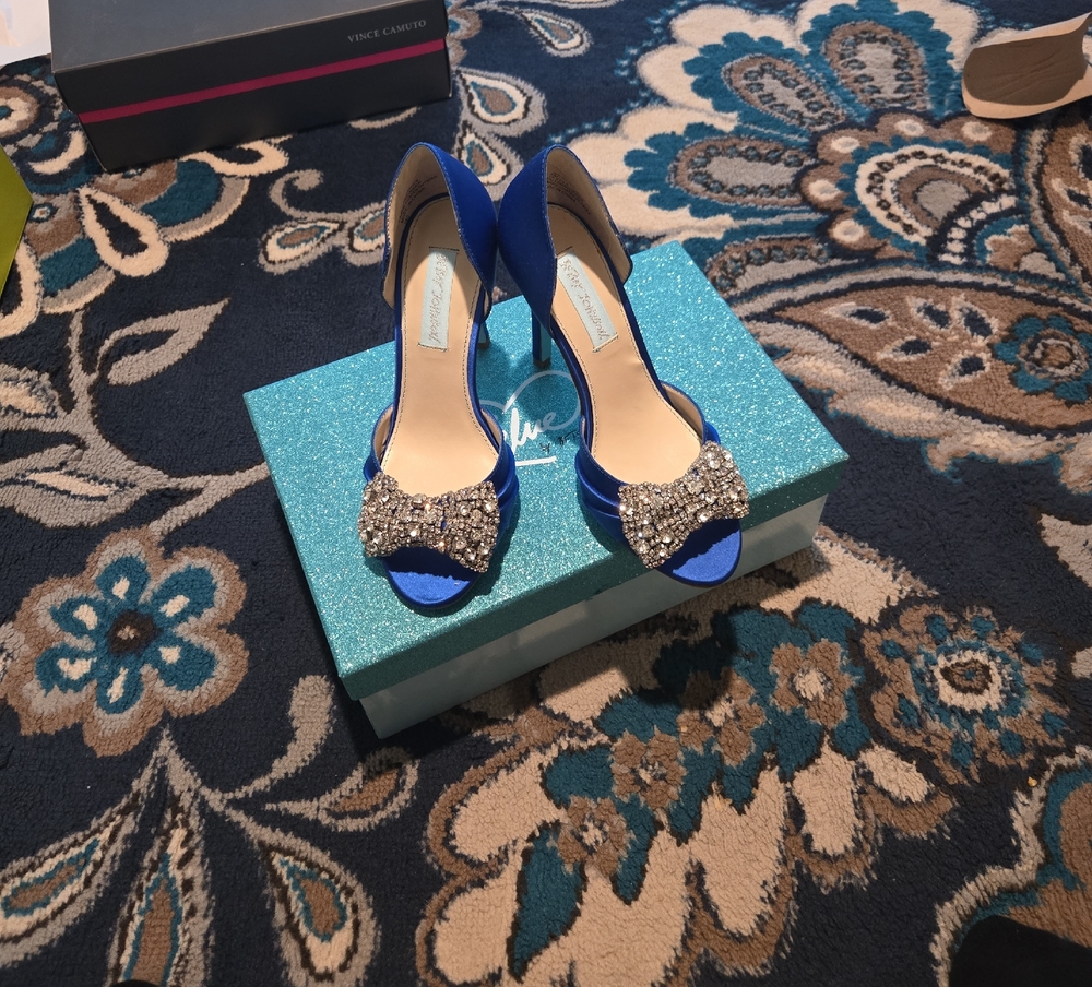 Betsey Johnson Royal Blue Heels with Rhinestone Bow